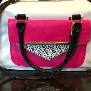 Betsey Johnson satchel envelope pocket fuchsia